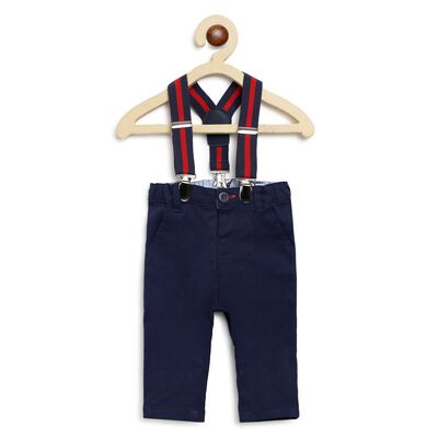 Boys Medium Blue Solid Long Trousers